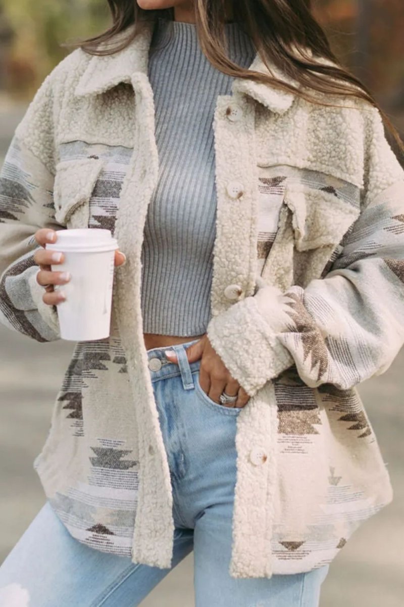 Button Up Long Sleeve Jacket - Outerwear