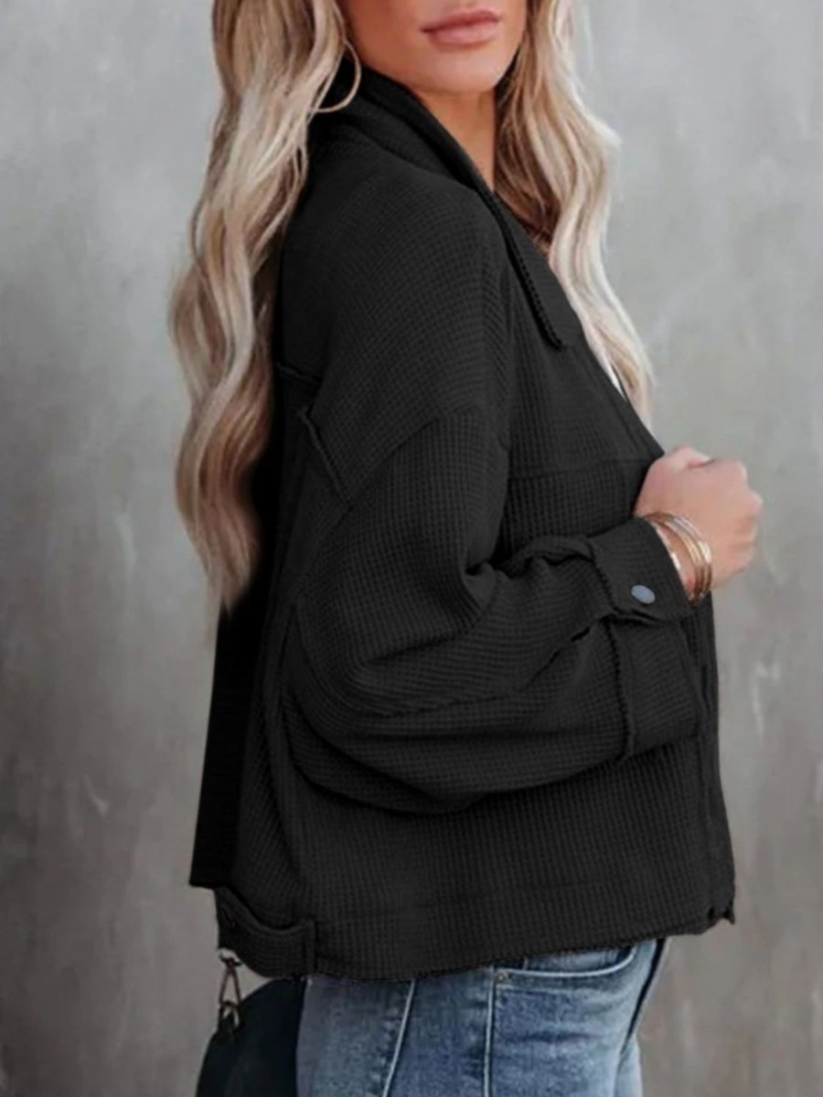 Button Up Long Sleeve Jacket - Outerwear