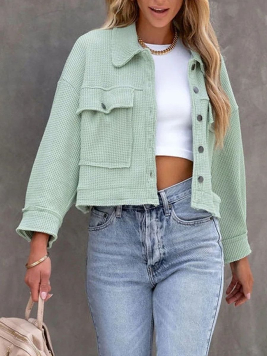 Button Up Long Sleeve Jacket - Outerwear