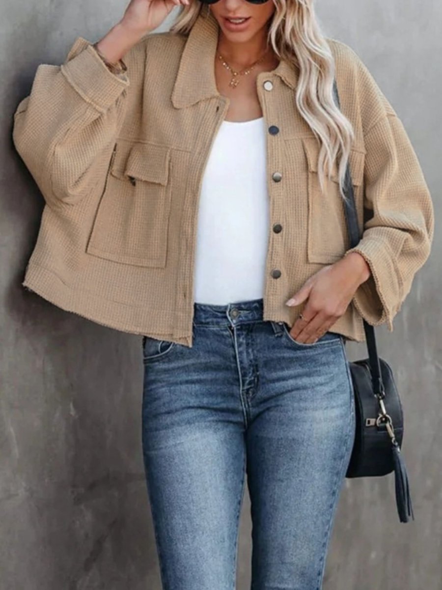 Button Up Long Sleeve Jacket - Outerwear