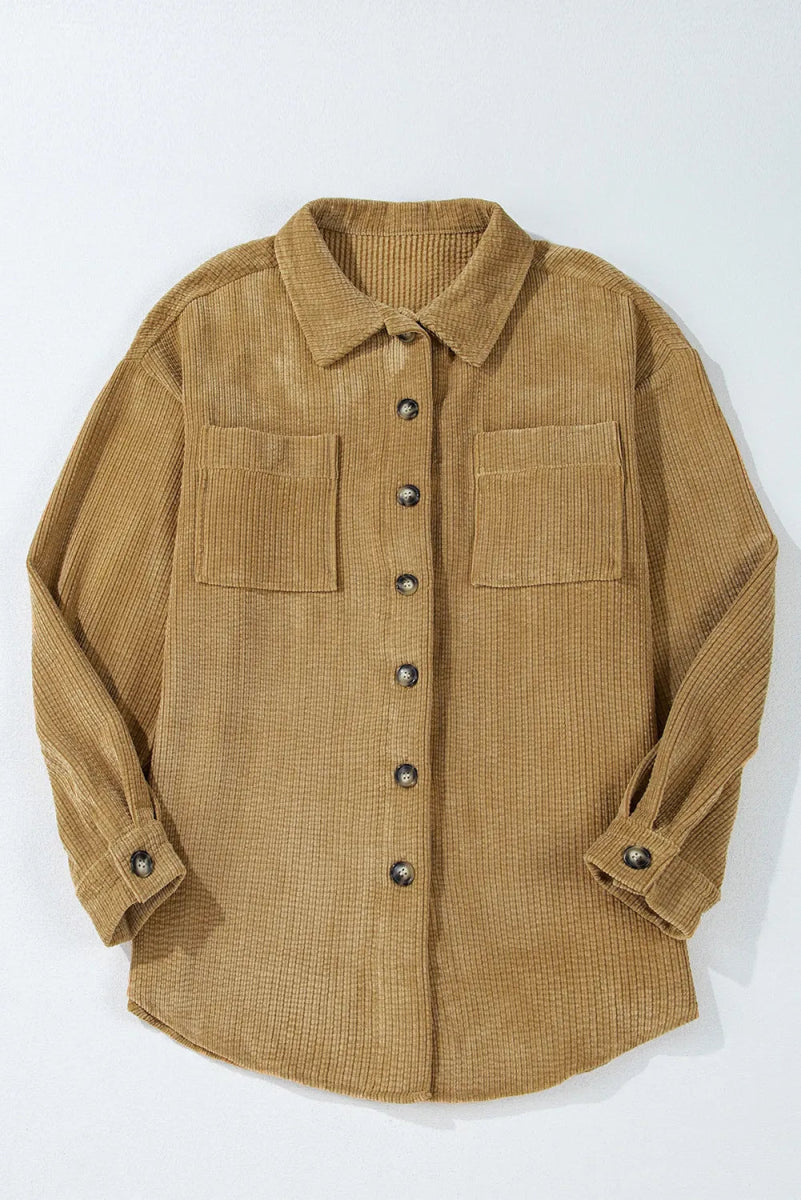 Button Up Long Sleeve Jacket - Outerwear