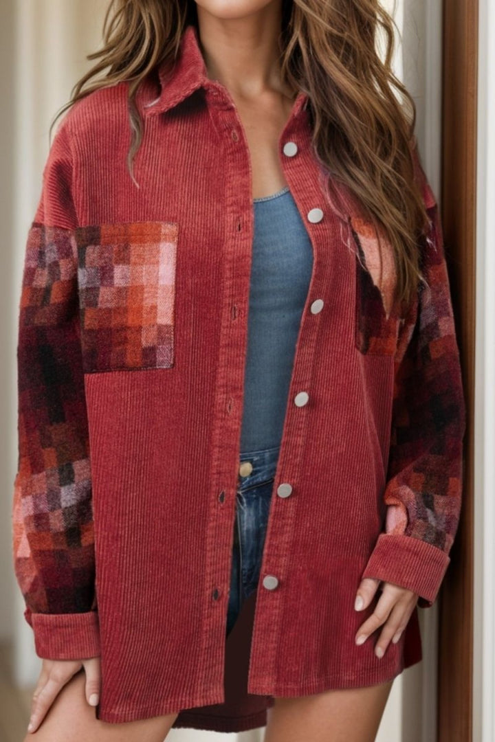 Button Up Long Sleeve Jacket - Outerwear