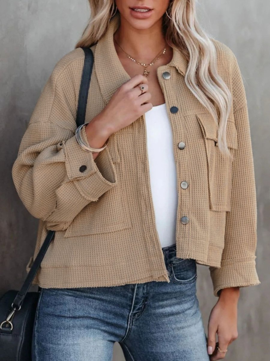 Button Up Long Sleeve Jacket - Outerwear
