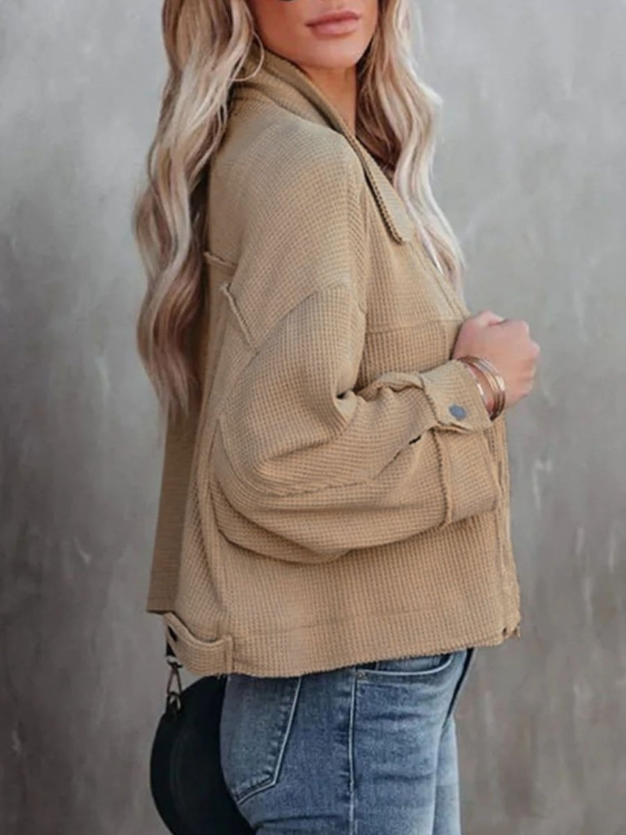Button Up Long Sleeve Jacket - Outerwear