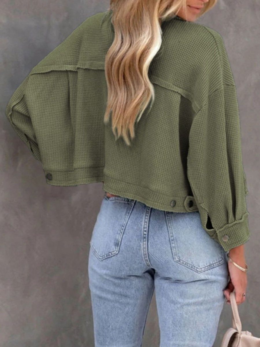Button Up Long Sleeve Jacket - Outerwear