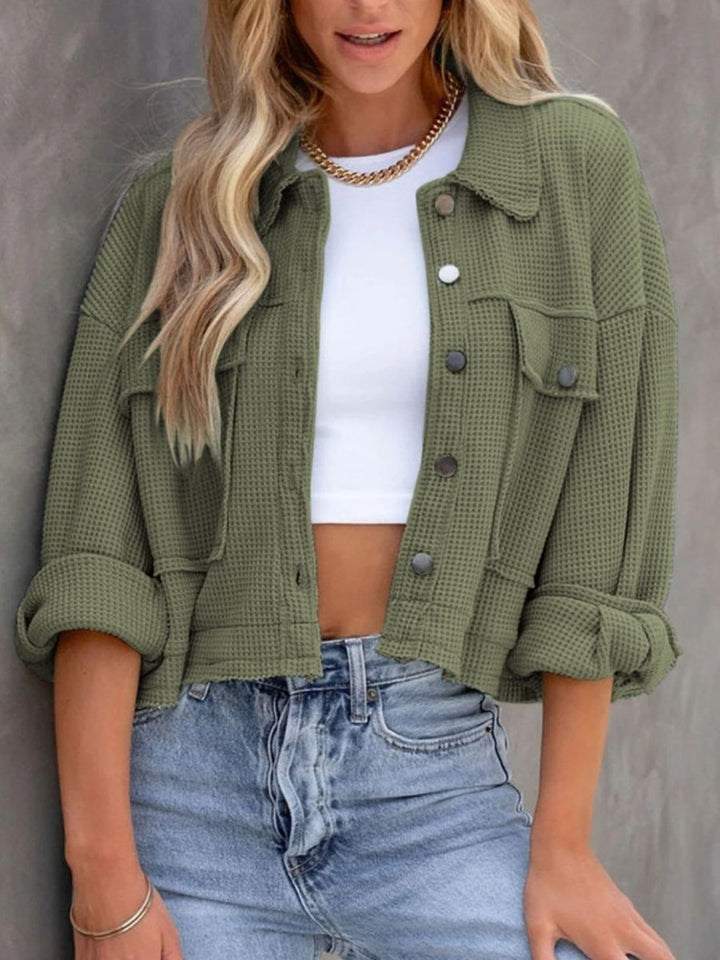 Button Up Long Sleeve Jacket - Outerwear