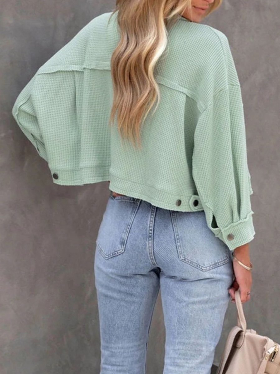 Button Up Long Sleeve Jacket - Outerwear