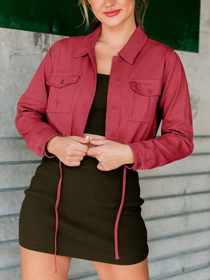 Button Up Long Sleeve Jacket - Outerwear