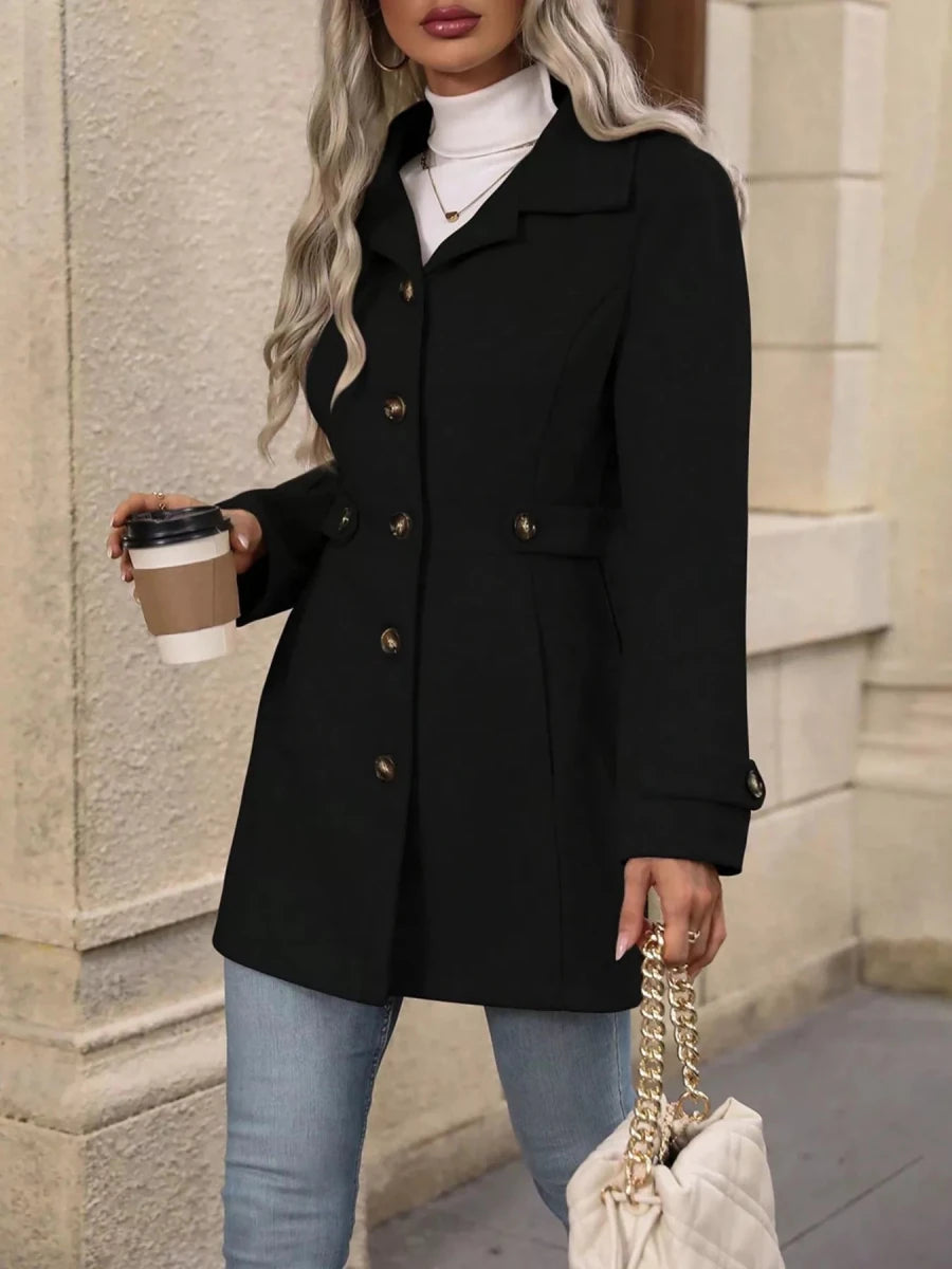 Button Up Long Sleeve Outerwear Jacket - 