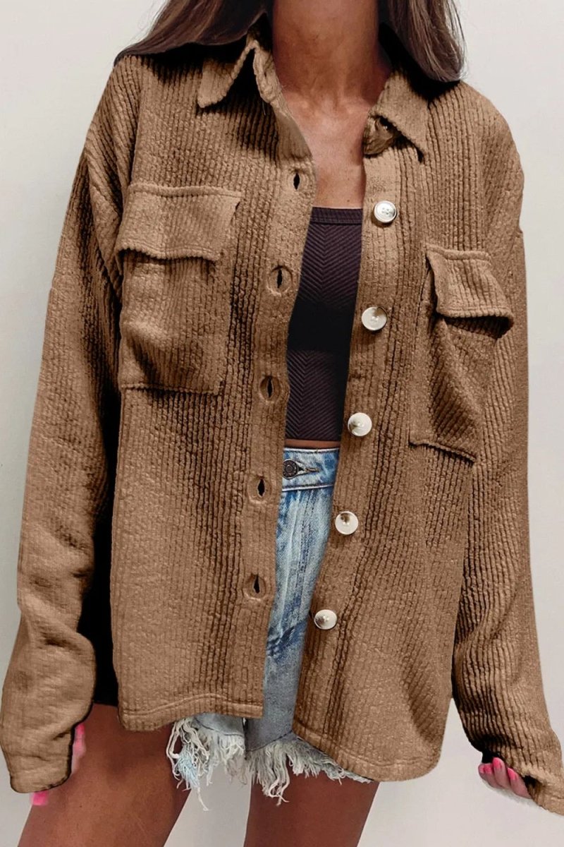 Button Up Long Sleeve Shacket - Outerwear