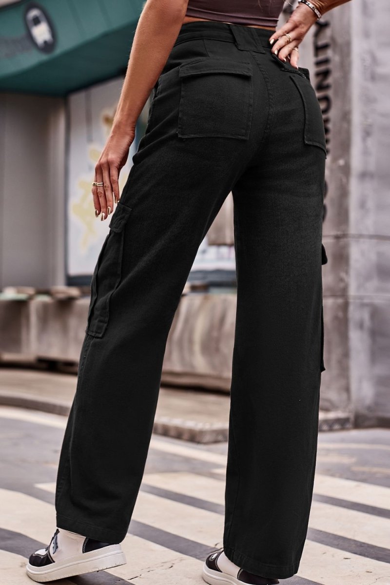 Buttoned High Waist Loose Fit Jeans - Bottoms