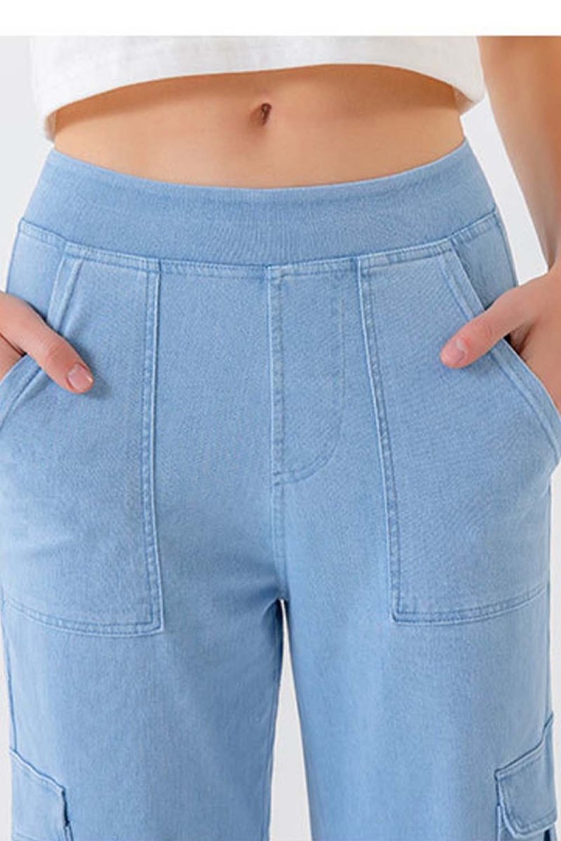 Buttoned Pocketed Long Jeans - Bottoms