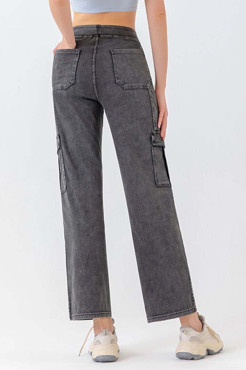 Buttoned Pocketed Long Jeans - Bottoms