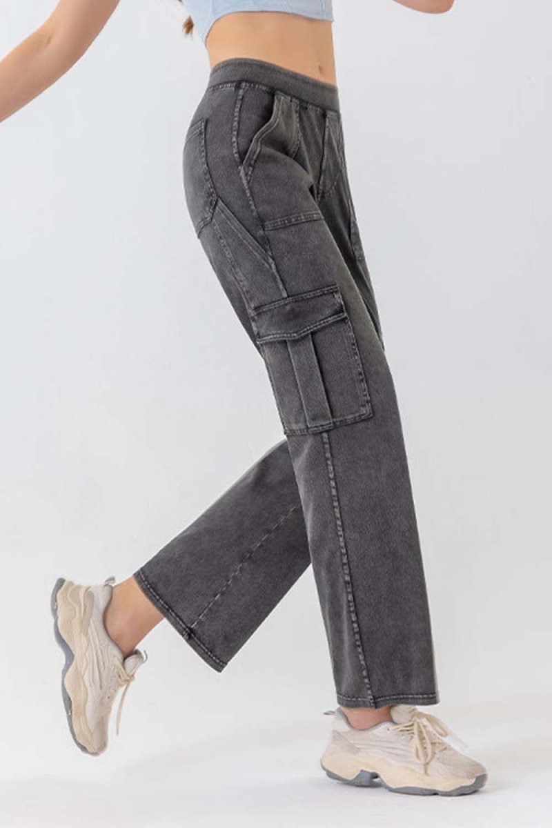 Buttoned Pocketed Long Jeans - Bottoms