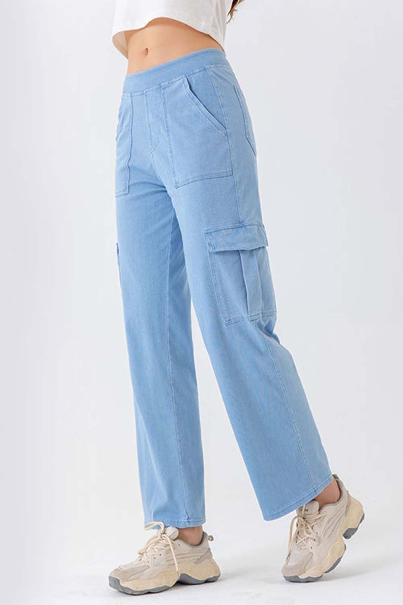 Buttoned Pocketed Long Jeans - Bottoms
