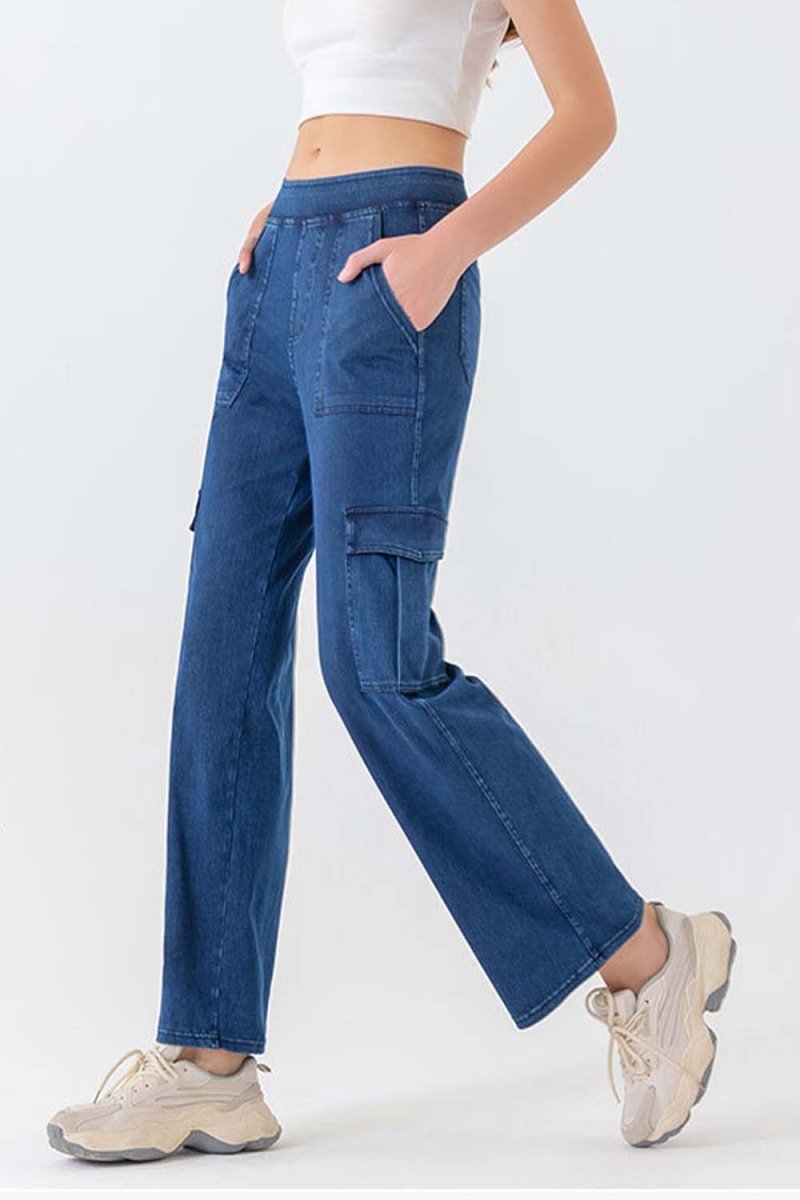 Buttoned Pocketed Long Jeans - Bottoms
