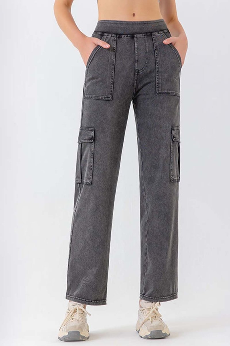 Buttoned Pocketed Long Jeans - Bottoms