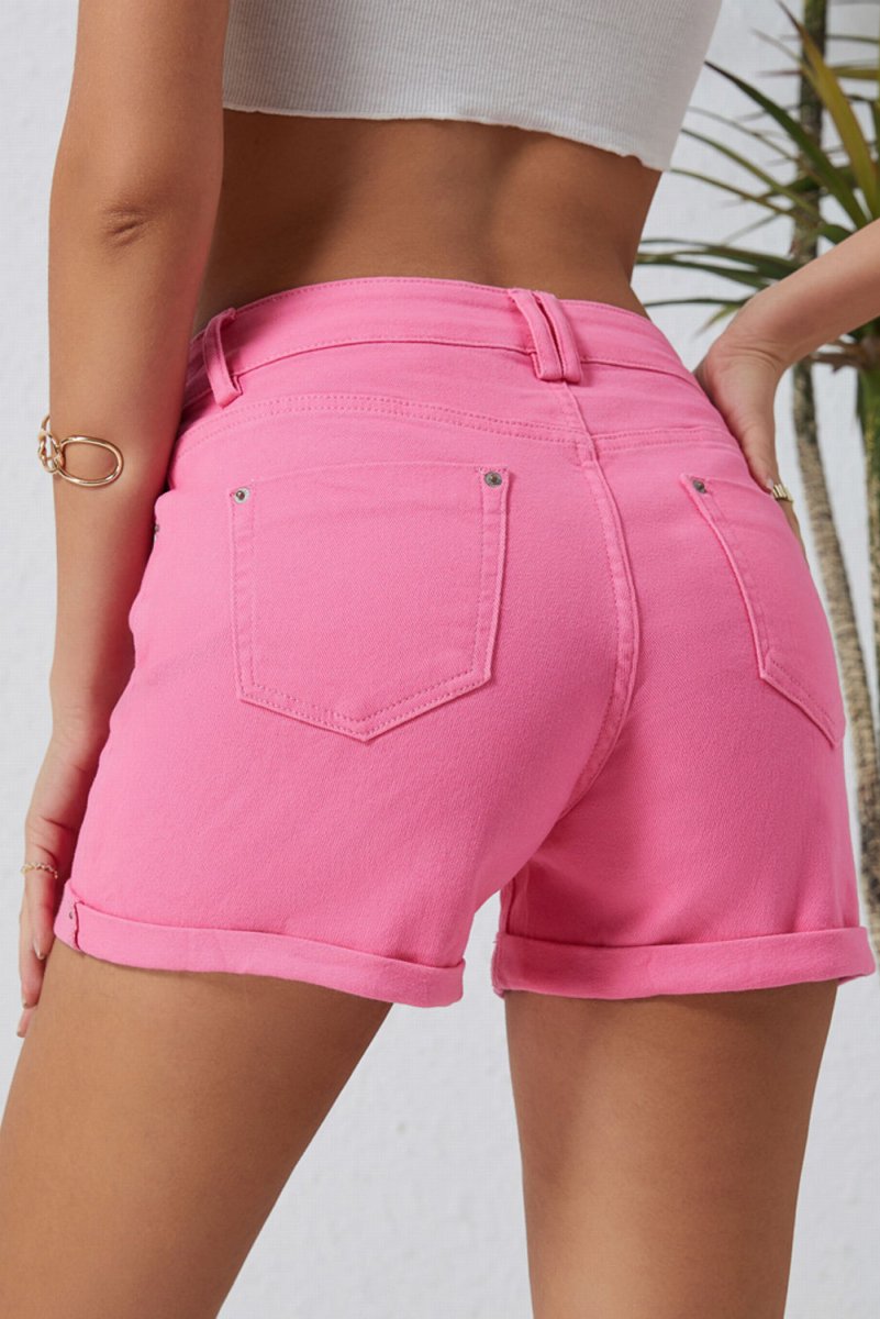 Buttoned Shorts with Pockets - Bottoms
