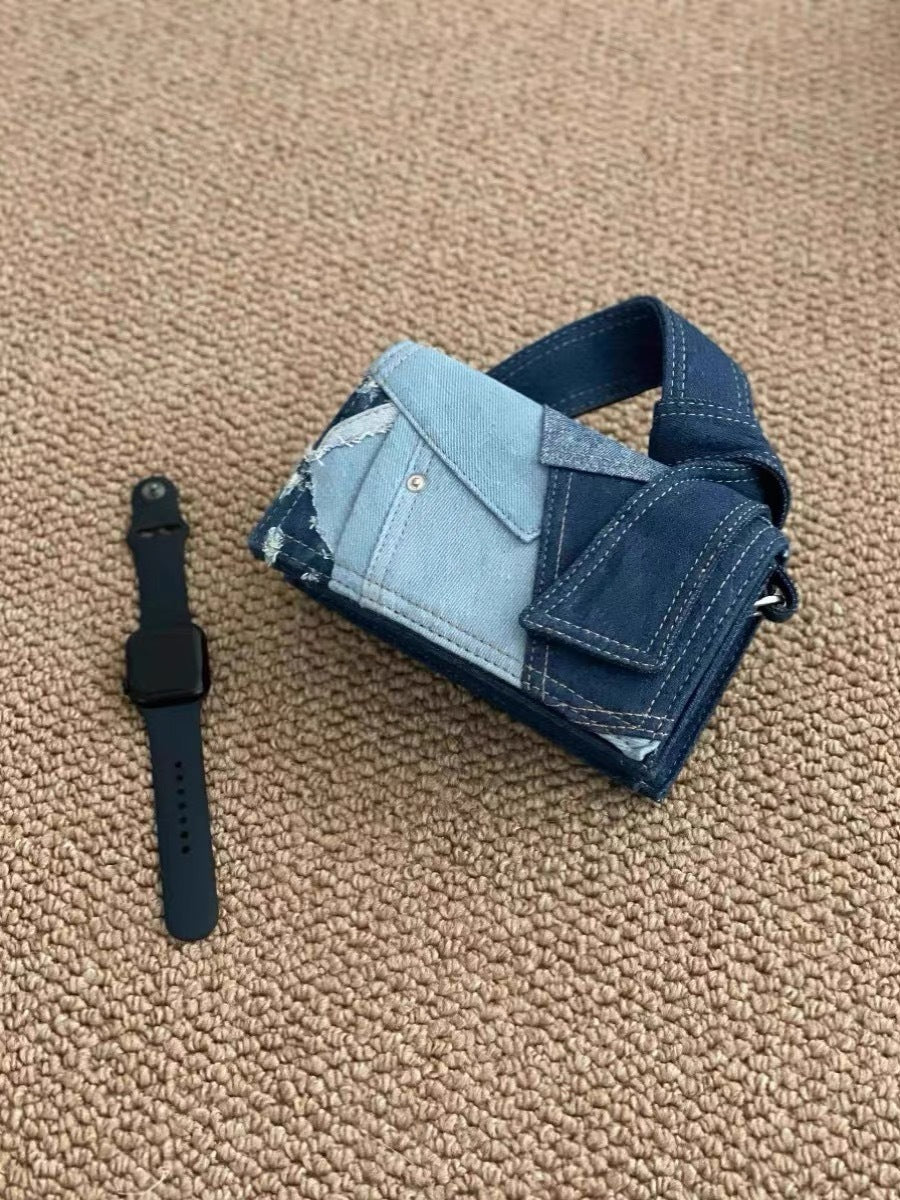 All-matching Jeans Stitching Crossbody Bag For Women