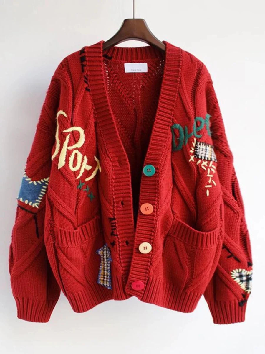 Cable Knit Button Up Cardigan - 