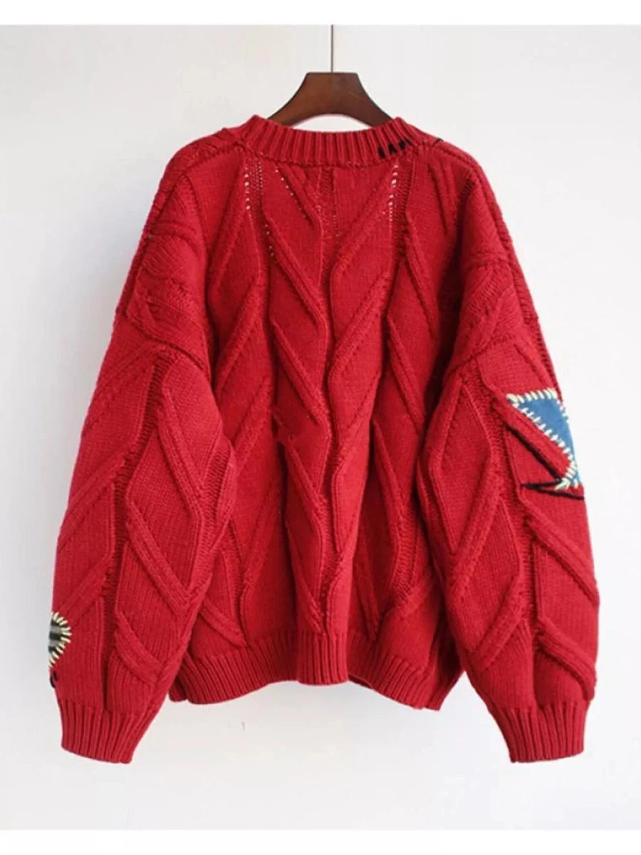 Cable Knit Button Up Cardigan - 