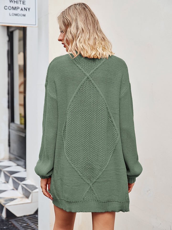 Cable - Knit Long Sleeve Cardigan - Outerwear