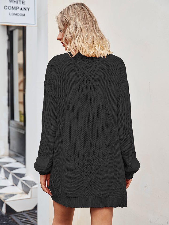 Cable - Knit Long Sleeve Cardigan - Outerwear