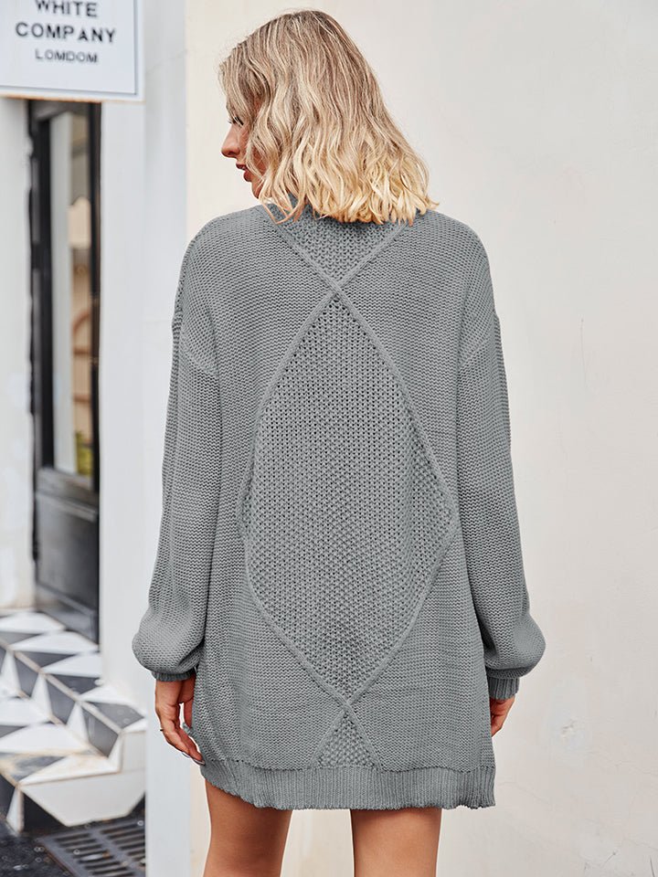 Cable - Knit Long Sleeve Cardigan - Outerwear