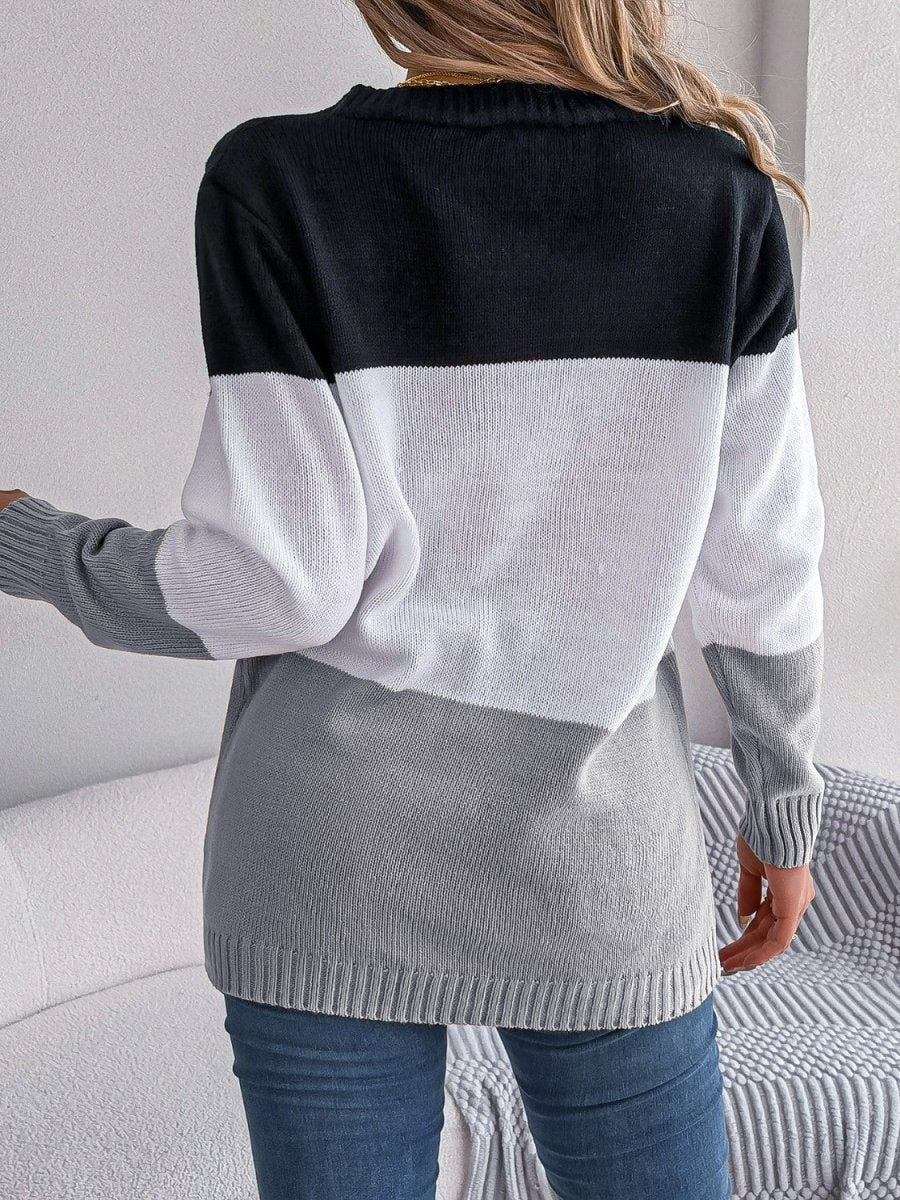 Cable - Knit Striped Button Up Cardigan - Outerwear