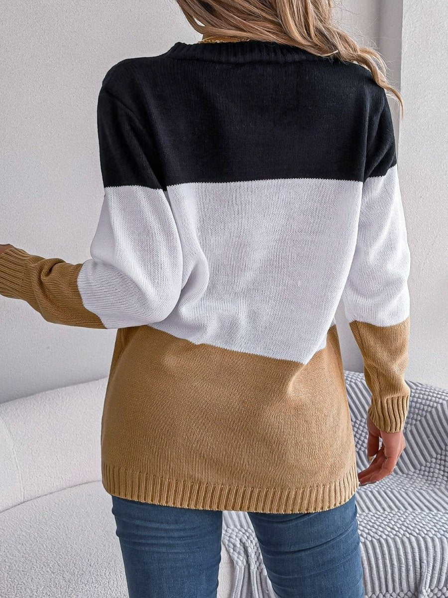 Cable - Knit Striped Button Up Cardigan - Outerwear