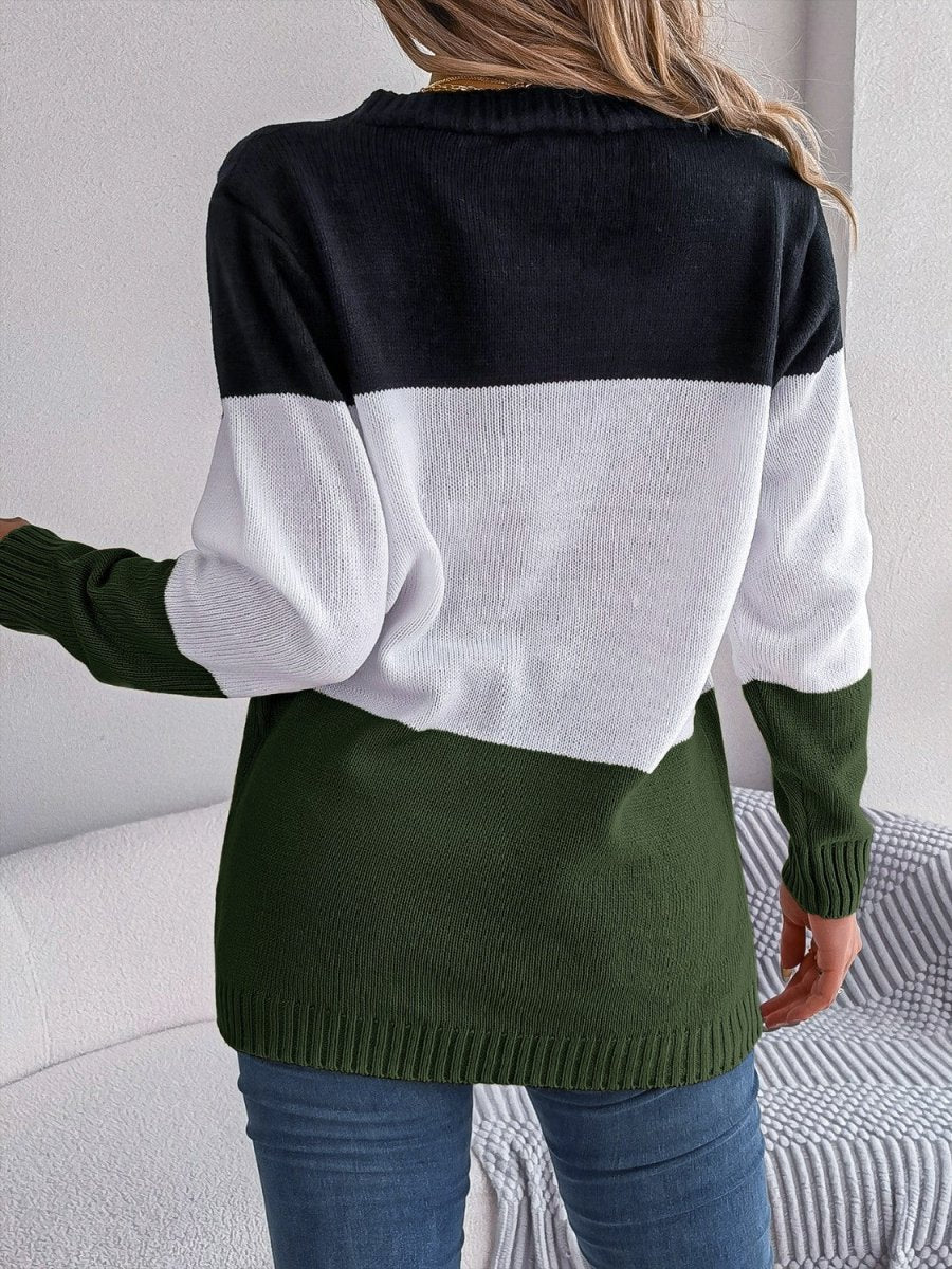 Cable - Knit Striped Button Up Cardigan - Outerwear