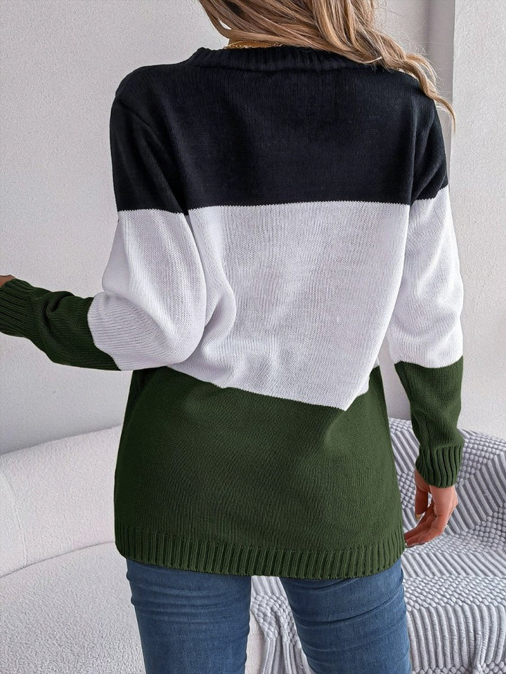 Cable - Knit Striped Button Up Cardigan - Outerwear