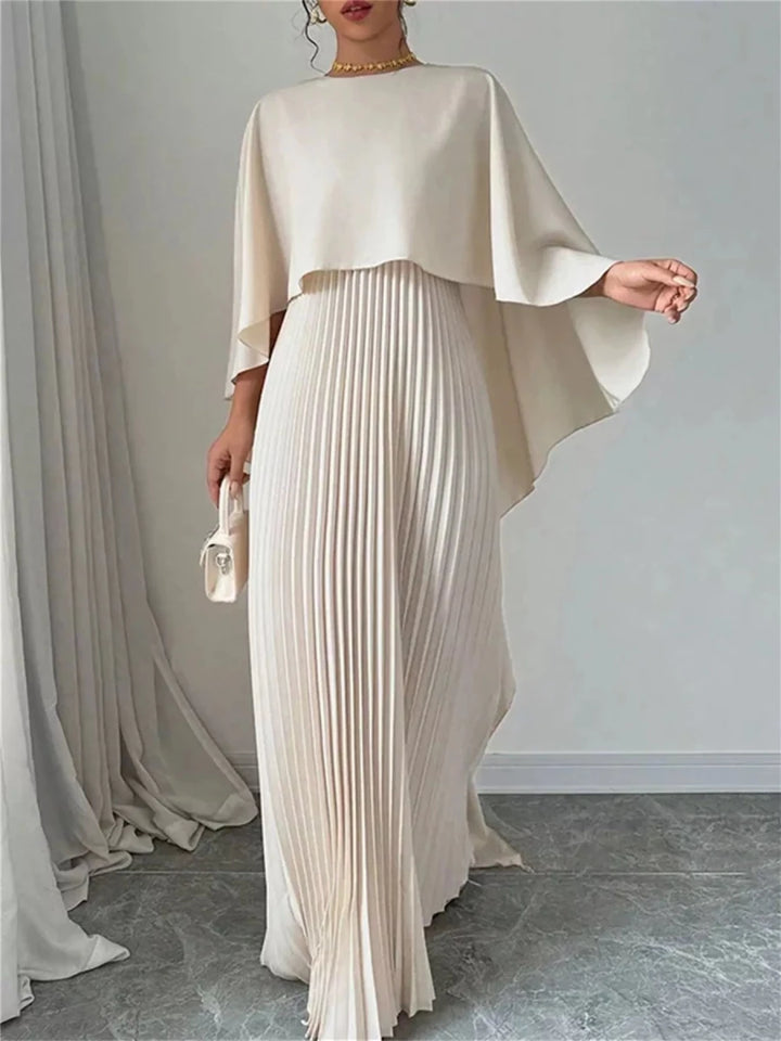 Cape Pleated Maxi Dress - 