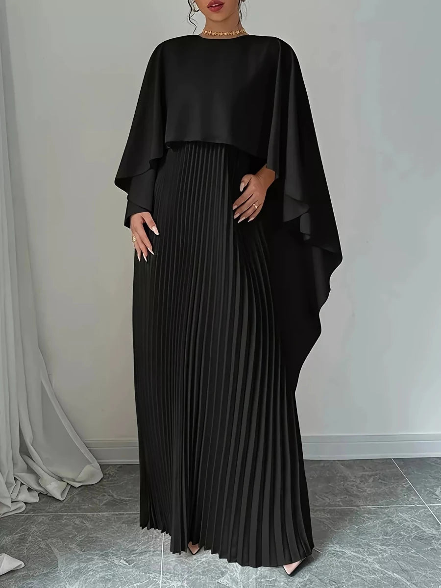 Cape Pleated Maxi Dress - 