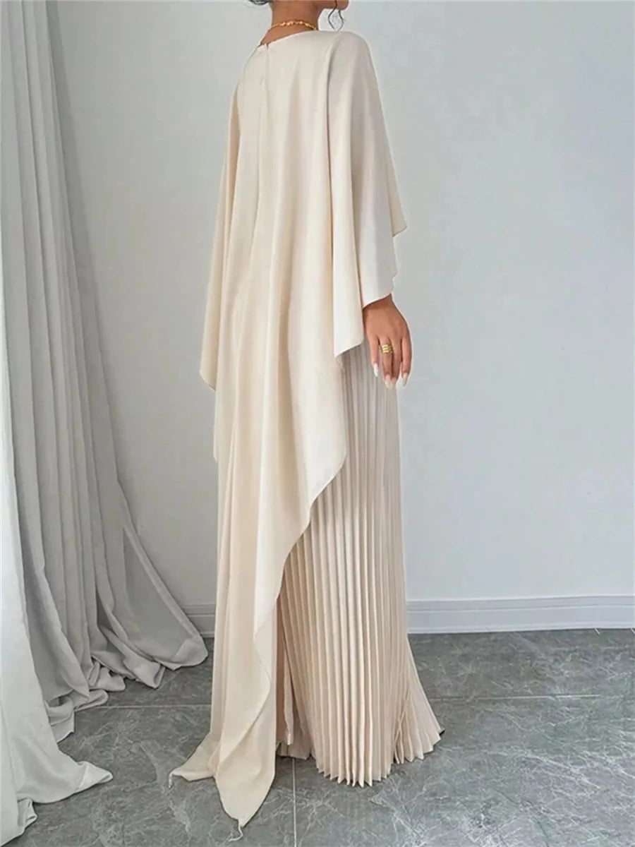 Cape Pleated Maxi Dress - 