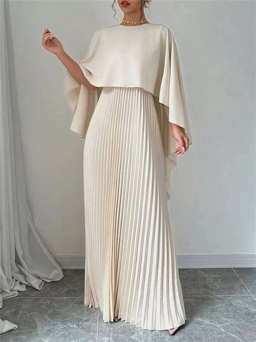 Cape Pleated Maxi Dress - 