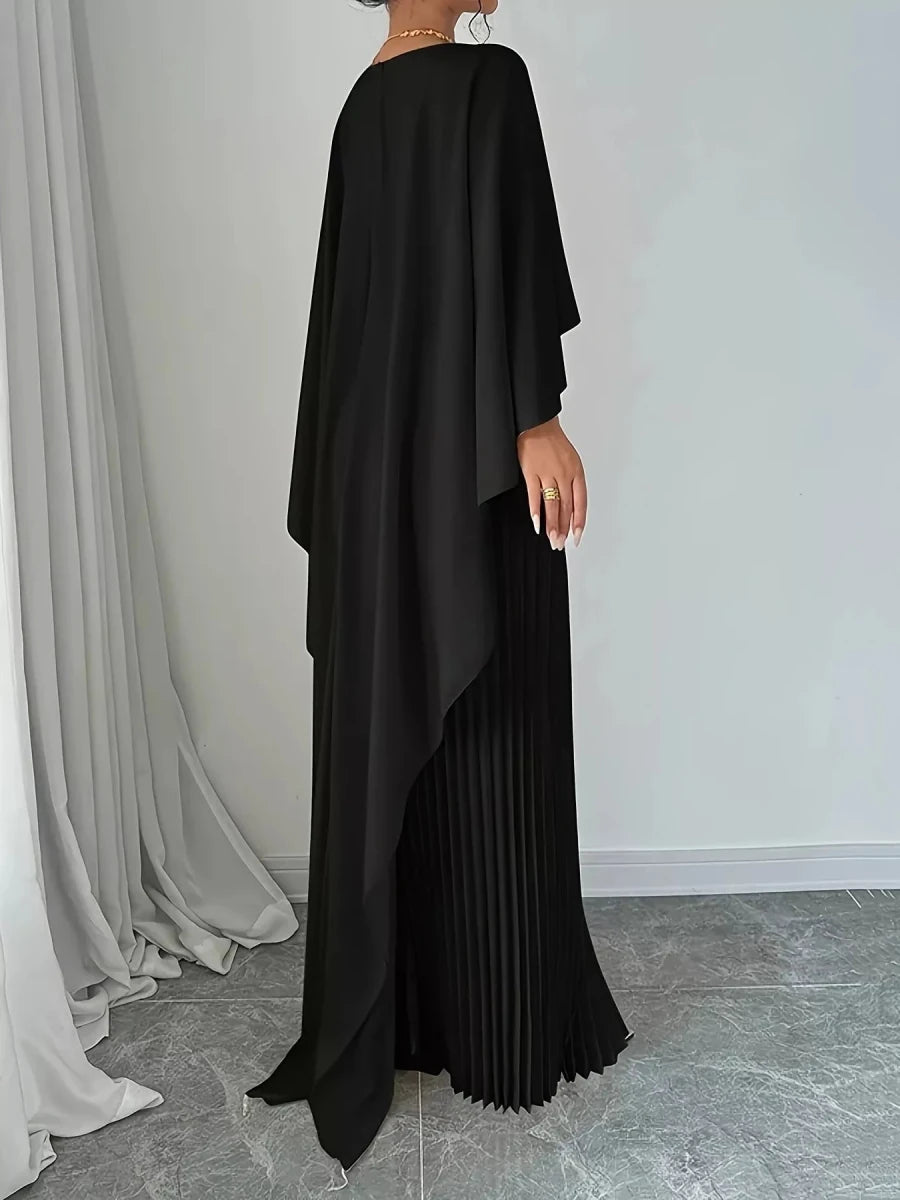 Cape Pleated Maxi Dress - 