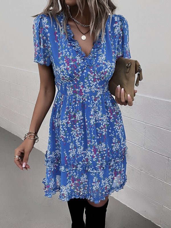 Casual all - match spring and summer sexy short dress - Casual Dress