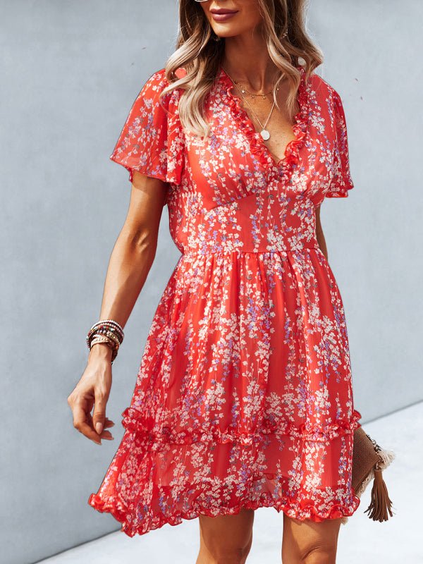 Casual all - match spring and summer sexy short dress - Casual Dress