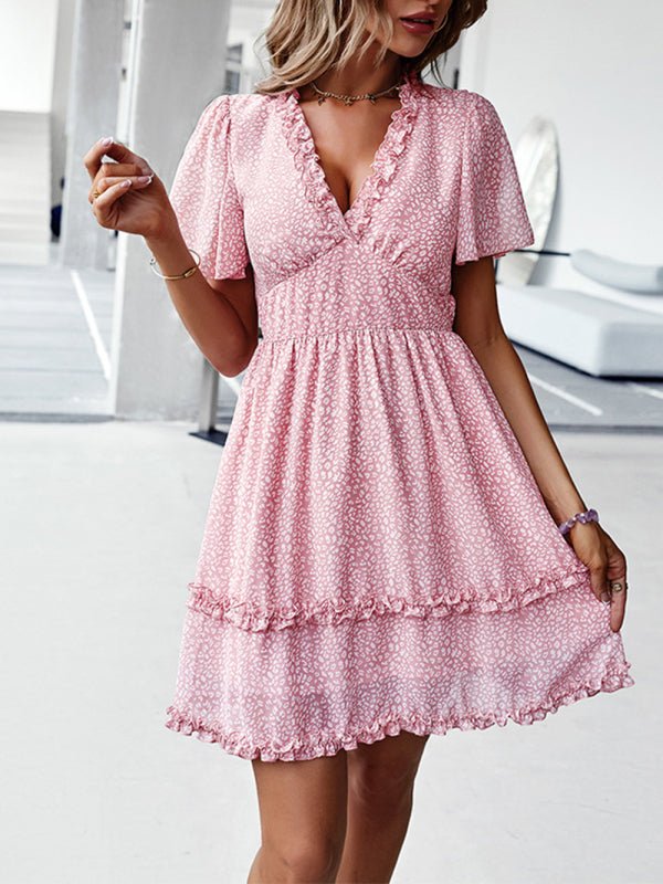Casual all - match spring and summer sexy short dress - Casual Dress