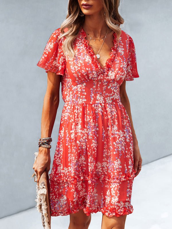 Casual all - match spring and summer sexy short dress - Casual Dress