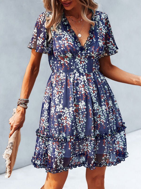 Casual all - match spring and summer sexy short dress - Casual Dress
