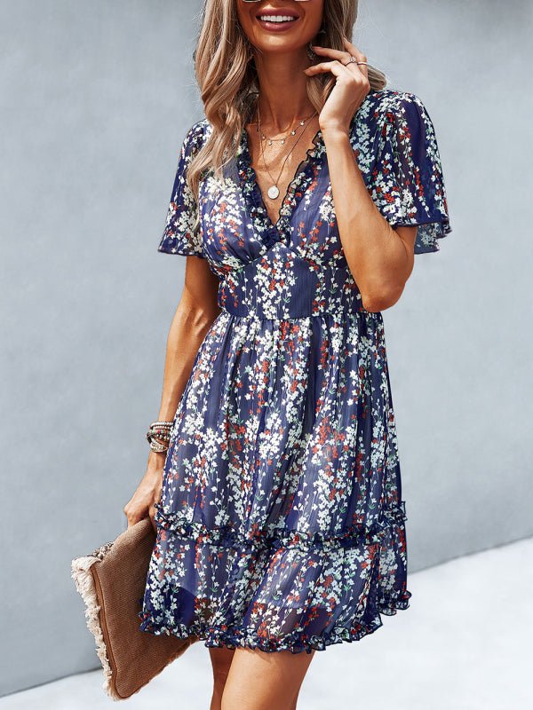 Casual all - match spring and summer sexy short dress - Casual Dress