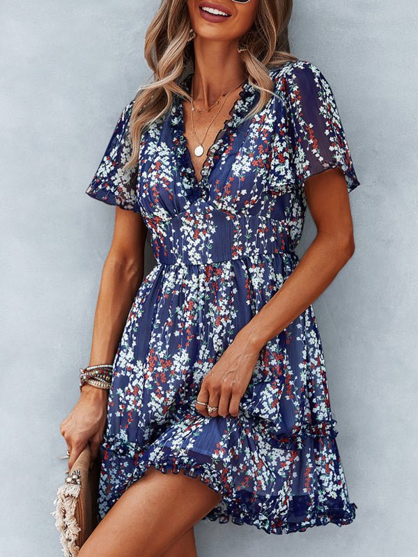 Casual all - match spring and summer sexy short dress - Casual Dress