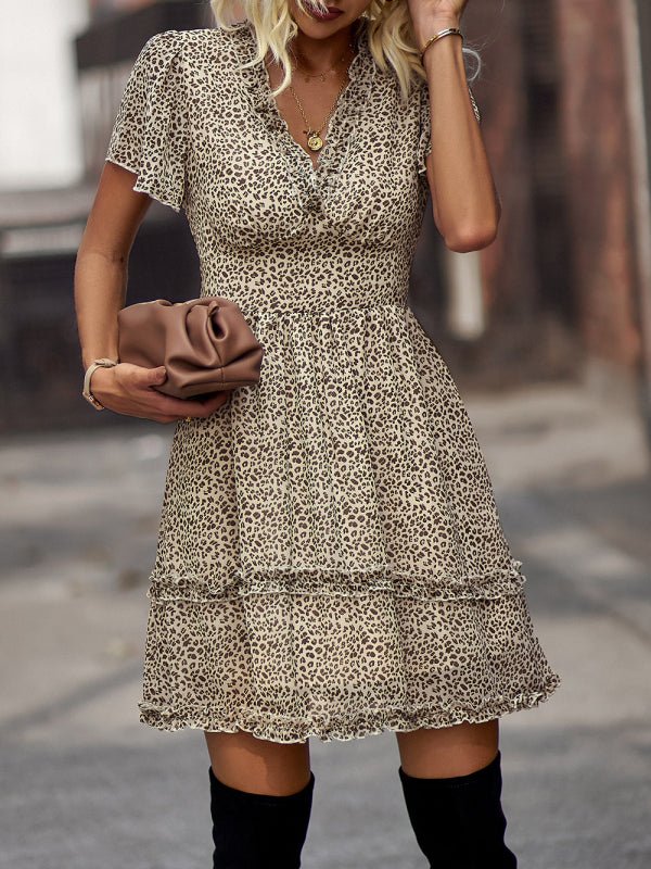 Casual all - match spring and summer sexy short dress - Casual Dress