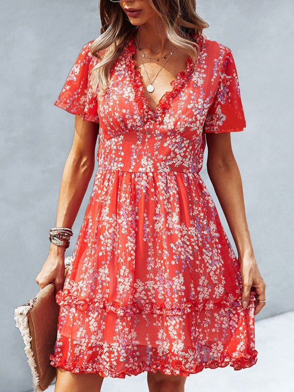 Casual all - match spring and summer sexy short dress - Casual Dress