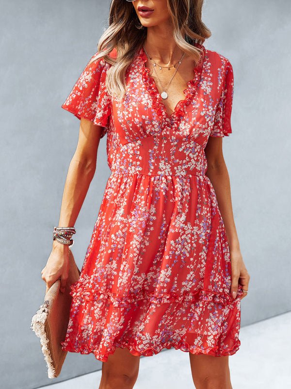 Casual all - match spring and summer sexy short dress - Casual Dress