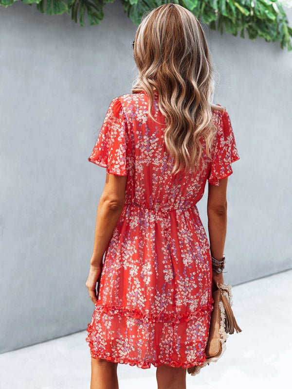 Casual all - match spring and summer sexy short dress - Casual Dress