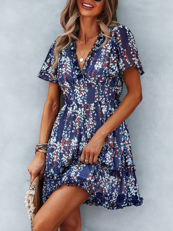 Casual all - match spring and summer sexy short dress - Casual Dress