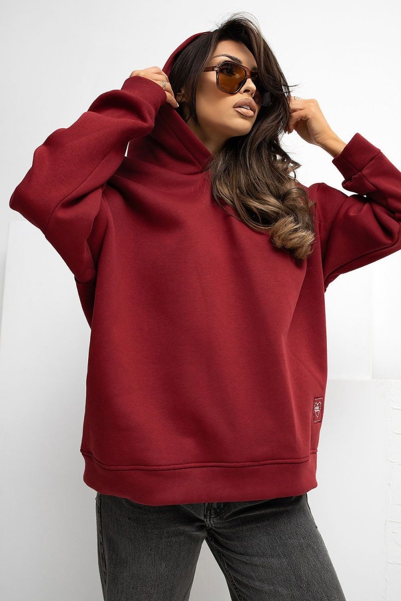Casual Cotton Blend Hooded Sweatshirt - 